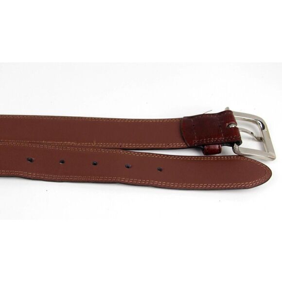 IZOD BROWN GENUINE LEATHER 1 3/8"Wd STITCH CASUAL DRESS MEN'S BELT Sz 38/95 (B86 - Picture 14 of 14
